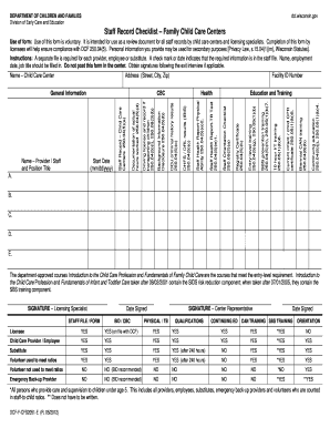 Dcf Staff Record Checklist  Form
