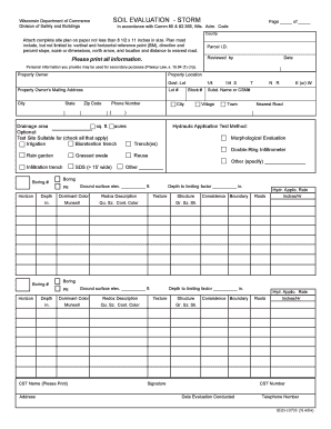 Soil Site for Storm Pmd Wisconsin Department of Commerce Commerce Wi  Form
