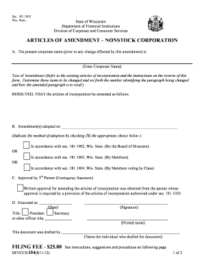 Form 104 Wisconsin Department of Financial Institutions Wdfi