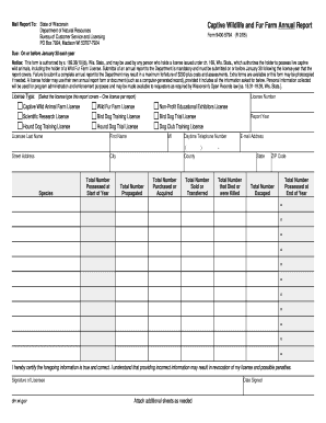  Wisconsin Captive Wildlife and Fur Farm Annual Report Form 2005-2024