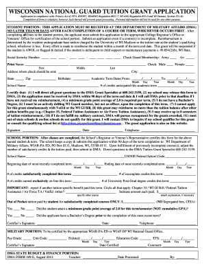 WISCONSIN NATIONAL GUARD TUITION GRANT APPLICATION Dma Wi  Form