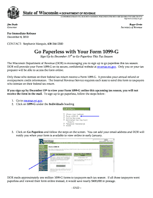 Wisconsin 1099 G  Form