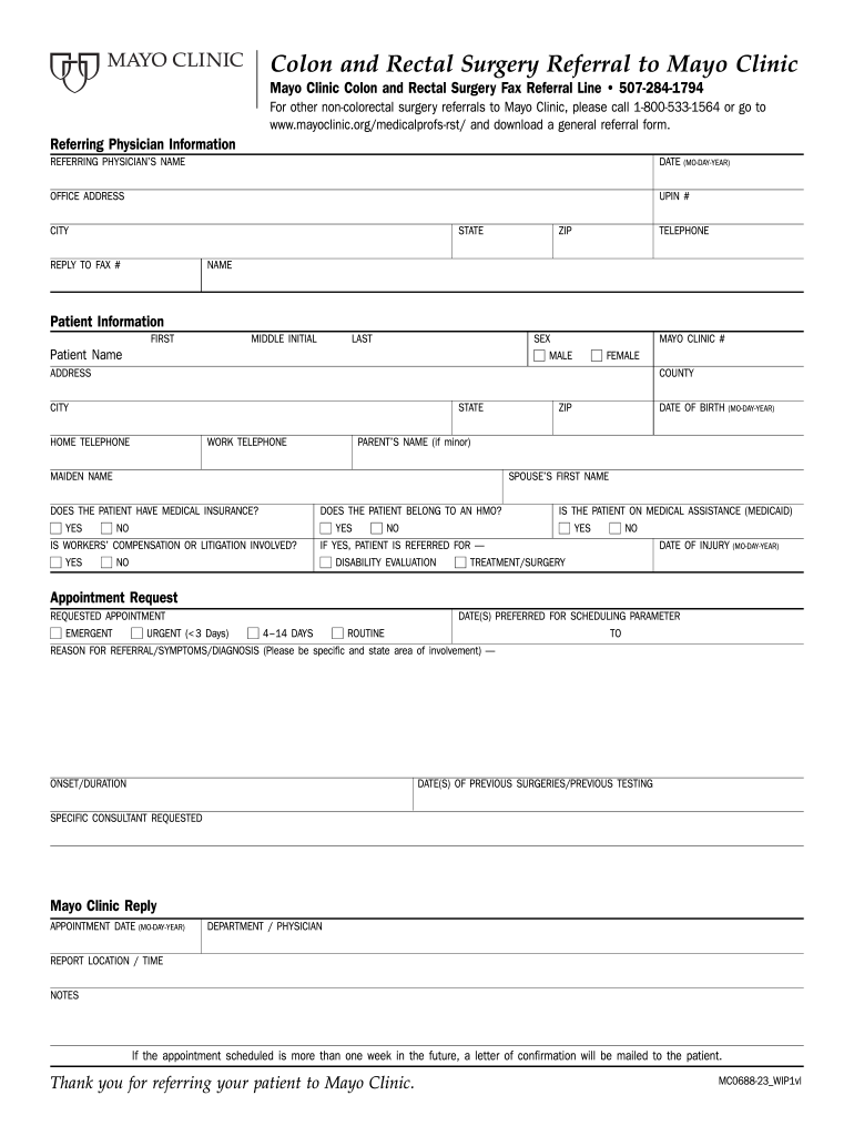Mayo Clinic Referral Form