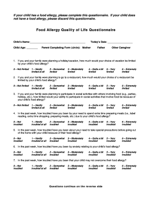 Food Quality Questionnaire PDF  Form