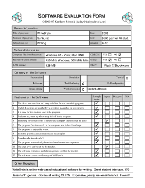 Software Evaluation Checklist Template  Form