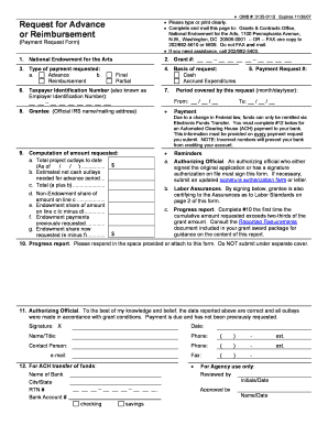 NEA Request for Advance or Reimbursement View Fdu  Form