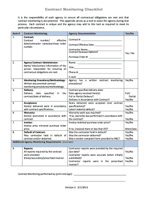 Contract Monitoring Template  Form