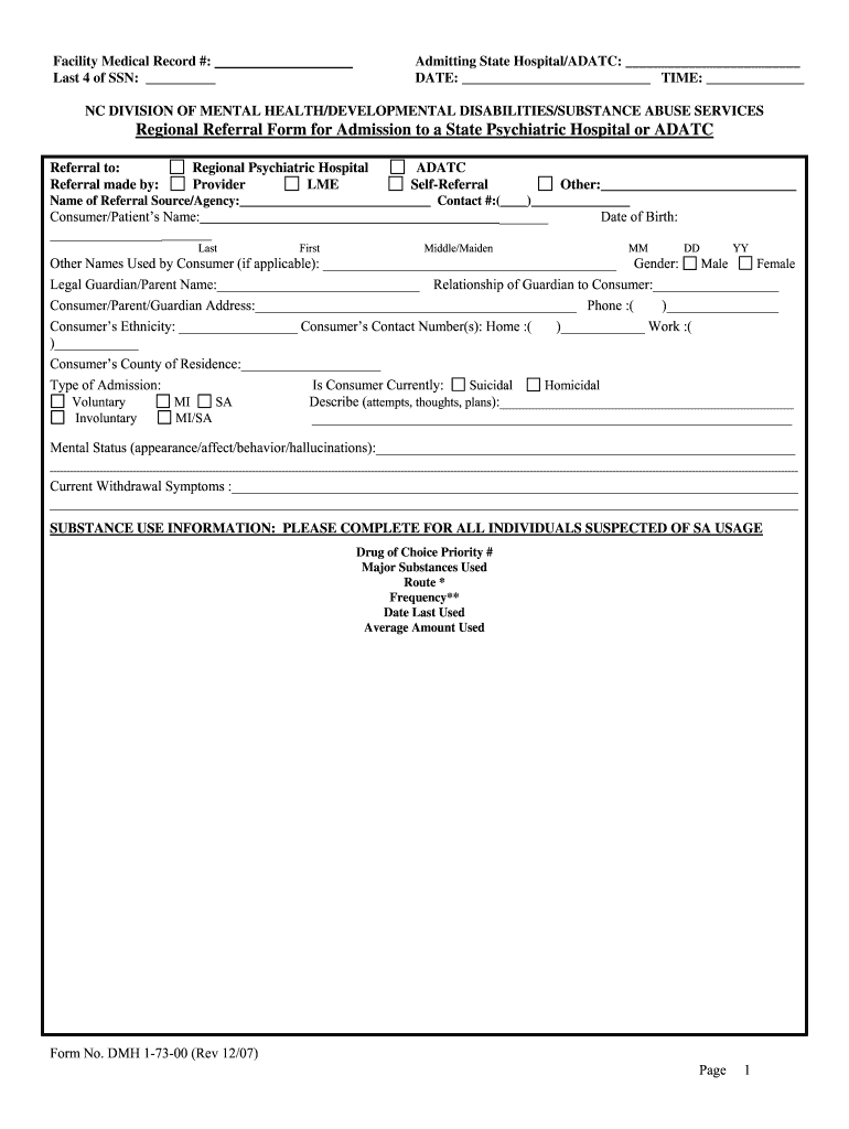 Regional Referral Form Nc