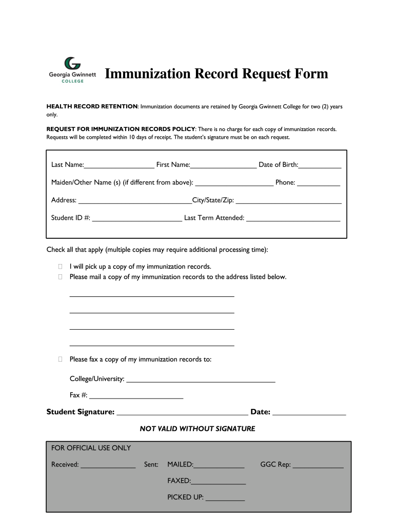 Ggc Immunization Form