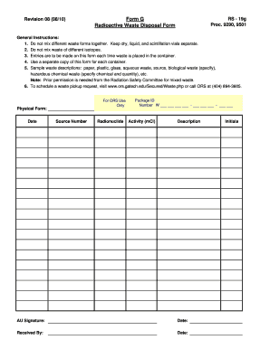 Disposal Form