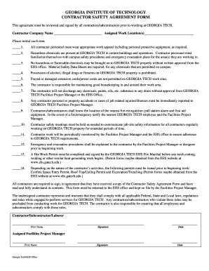  Contractor Safety Agreement Form 2008