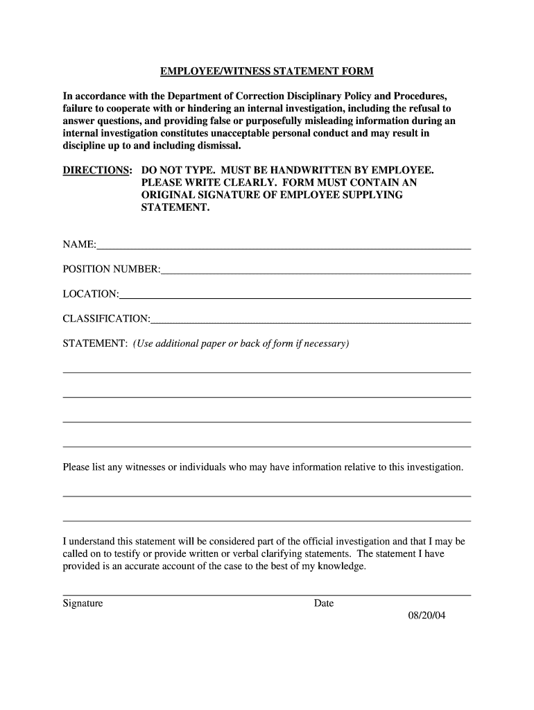 Employee Statement Form