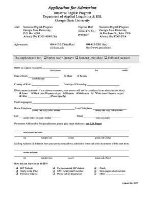 Georgia State Application  Form