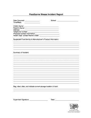 Foodborne Illness Report Form