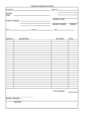 PURCHASE REQUISITION FORM VENDOR # SHIP to VENDOR