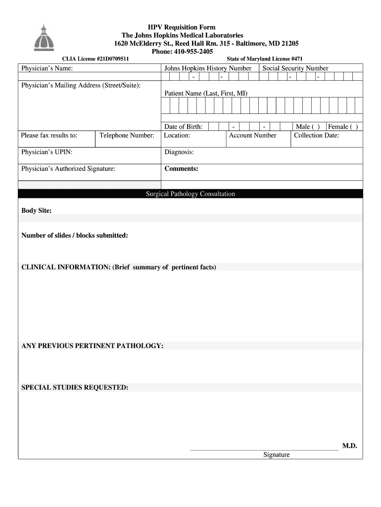 Hpv Requisition  Form