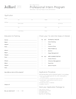Juilliard Application  Form