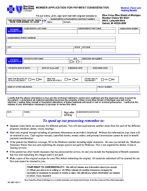 Blue Cross of Illinois Application for Payment Consideration Form