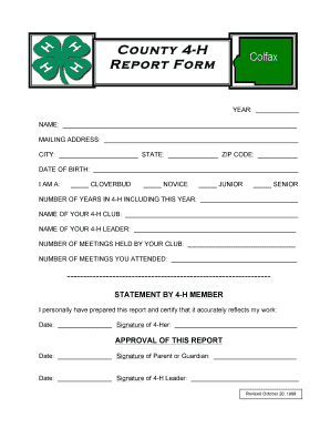 County 4 H Report Form Colfax County Extension Office Colfaxextension Nmsu