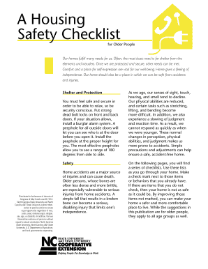 A Housing Safety Checklist North Carolina Cooperative Extension Ces Ncsu  Form