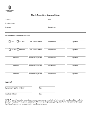 Thesis Committee Approval Form the Graduate School NIU Grad Niu