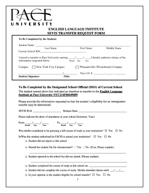 SEVIS Transfer Request Form Pace University Pace