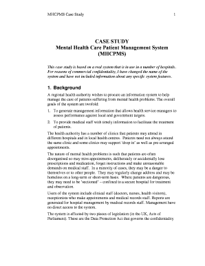 Mental Health Care Patient Management System Case Study  Form