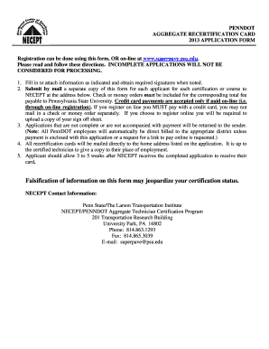 Hard Copy of Aggregate Recertification Form Necept Superpave Psu