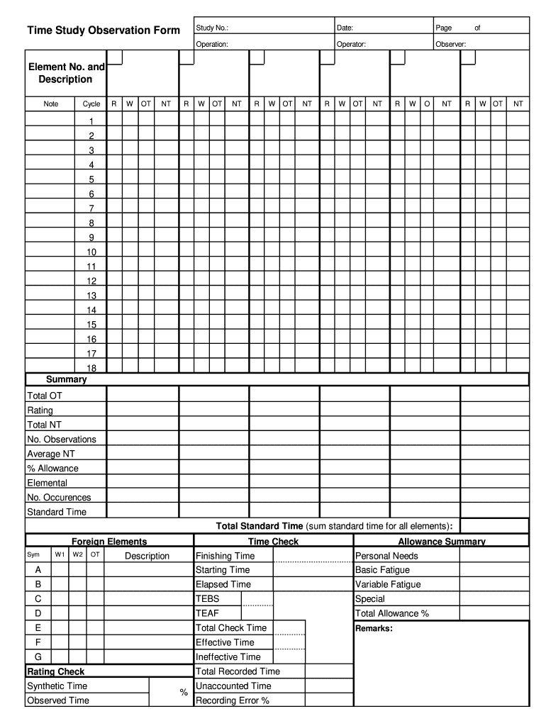 Time Study Form