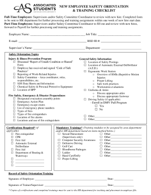  New Employee Safety Orientation Checklist 2006-2024