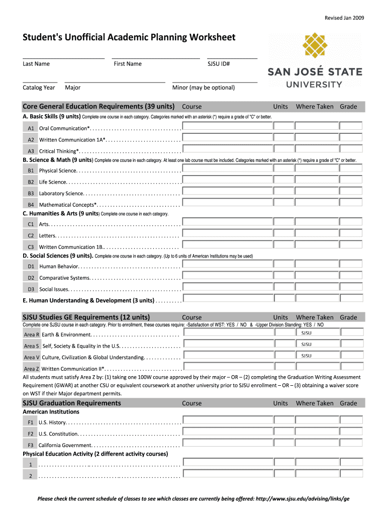  Sjsu Worksheet 2009-2024