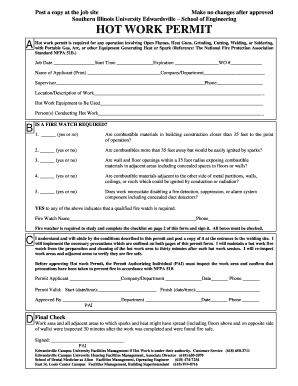 Osha Hot Work Permit Form PDF