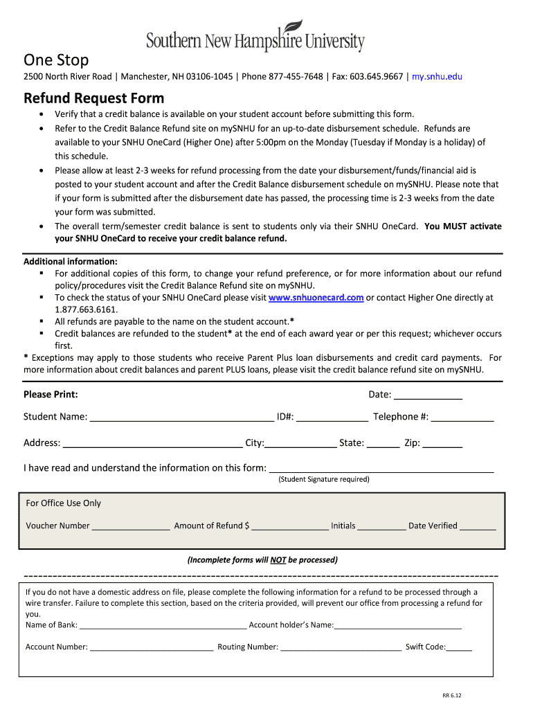  Snhu Refund Schedule 2012-2024