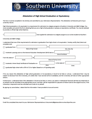 High School Attestation Form