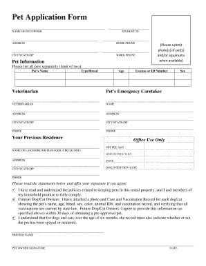 Pet Application Form