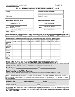 IHSA Rider Placement Form
