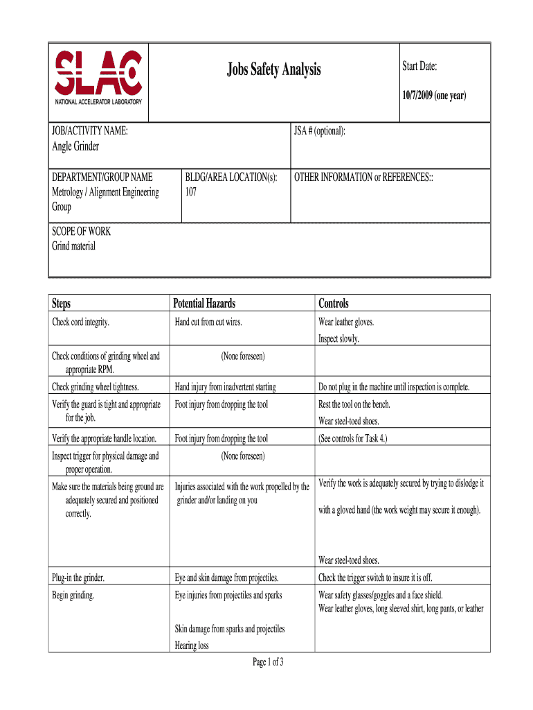 Job Safety Analysis for Welding and Cutting PDF  Form