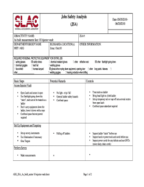 Job Safety Analysis Example  Form