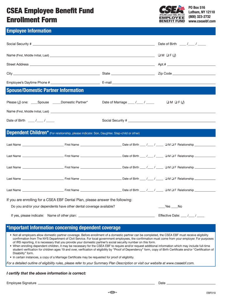 Csea Dental and Vision Enfrollment Form