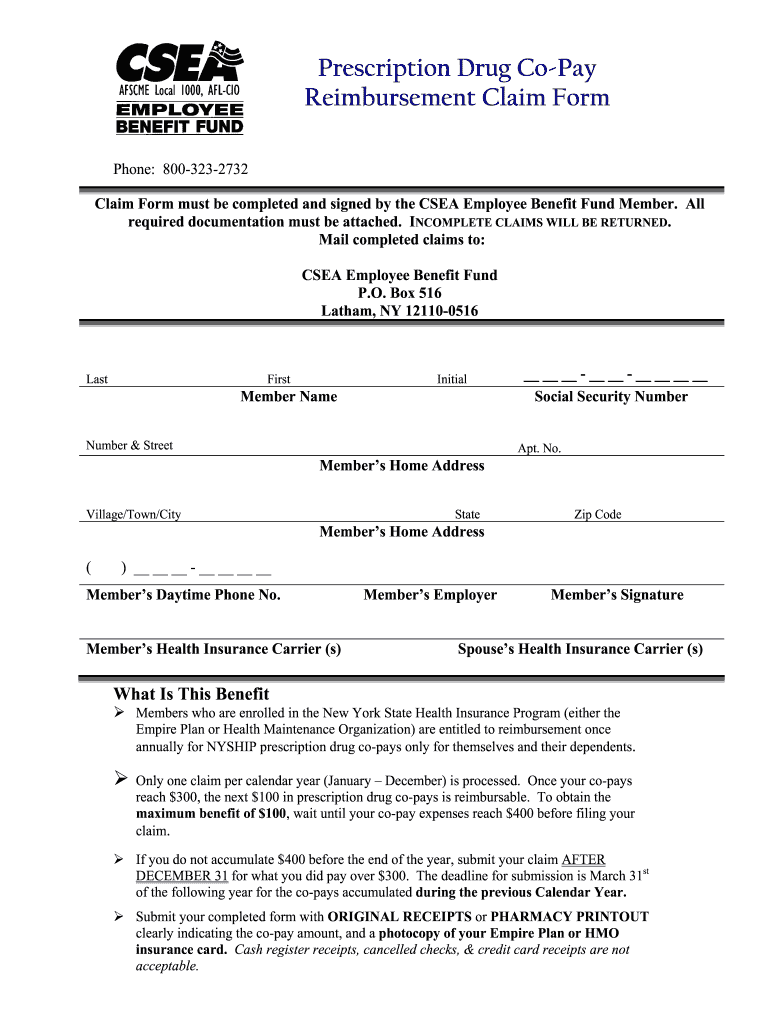 Csea Prescription Reimbursement Form