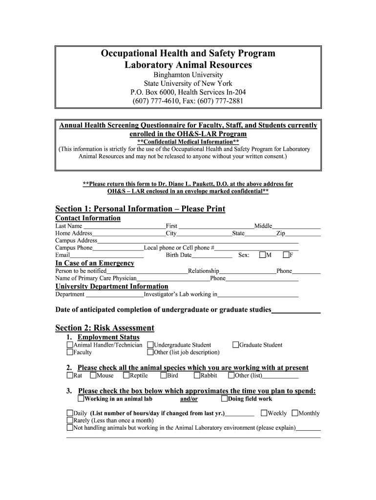 Get and Sign Health Screening Questionnaire 2007-2022 Form