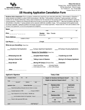 Ub Housing Cancellation  Form