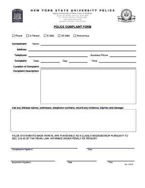 Police Complaint Form PDF