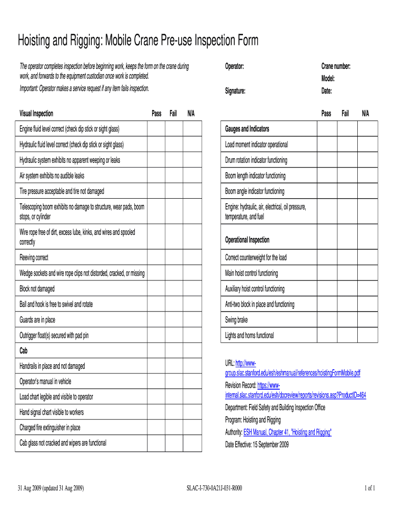 Lifting Equipment Inspection Checklist Pdf Complete With Ease