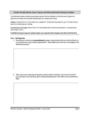 Printable Mentor Meeting Template  Form