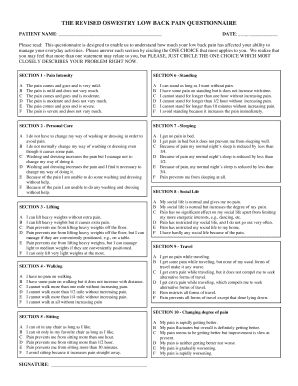 Revised Oswestry Back Pain  Form