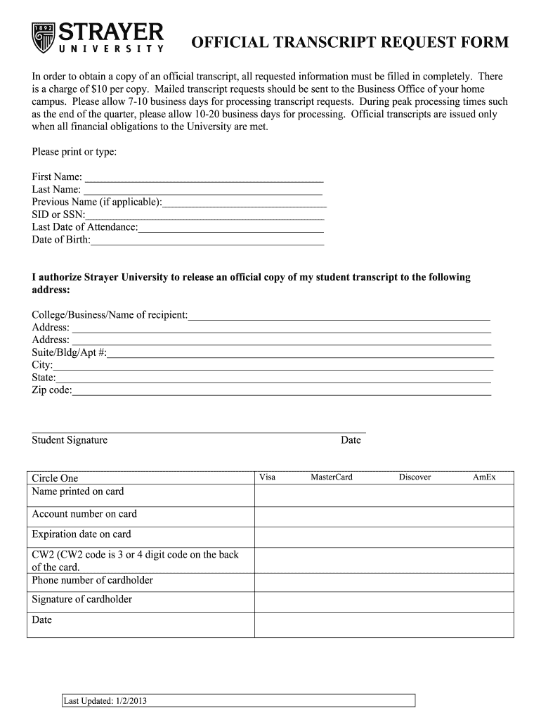  Official Request Form 2013