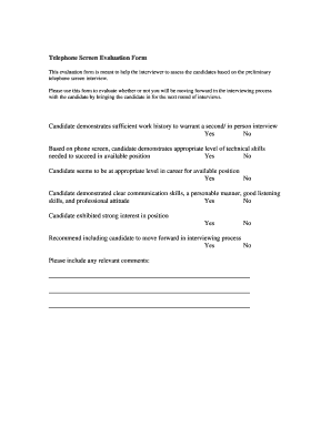 Phone Screen Evaluation  Form