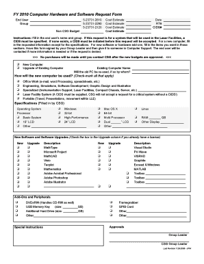 Computer Hardware and Software Request Form LLE Computer Csg Lle Rochester