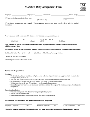 Modified Duty Form